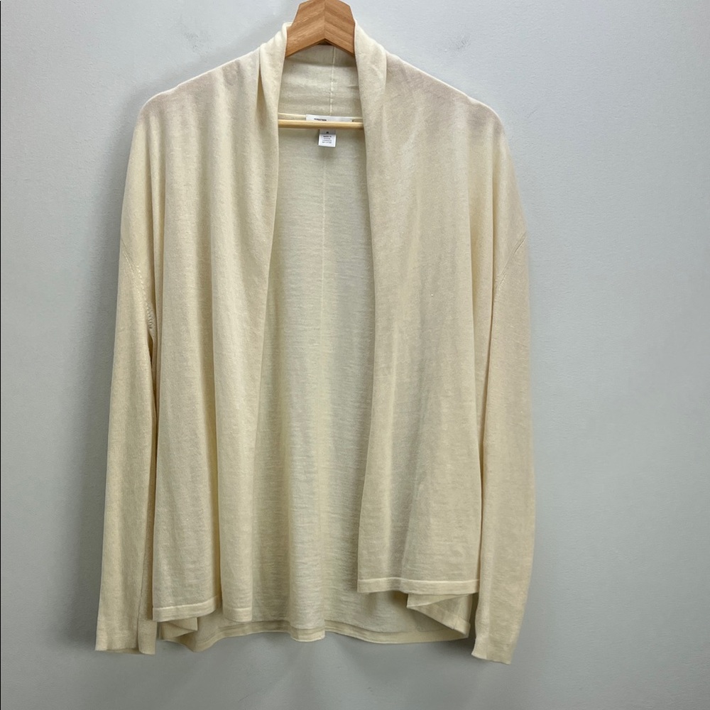 Nordstrom Signature Cashmere Linen Open Front Cardigan Sweater Cream Medium